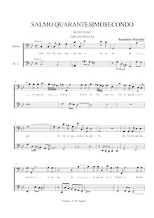 Partition Psalm 42, Estro poetico-armonico, Parafrasi sopra li primi (e secondi) venticinque salmi par Benedetto Marcello