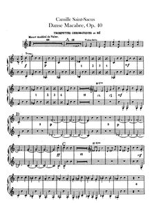 Partition trompette 1/2 (D), Danse macabre, Op.40, Poème symphonique d après une poésie de Henri Cazalis