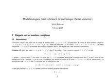 Mathematiques pour la licence de mecanique 6eme semestre Sylvie Benzoni