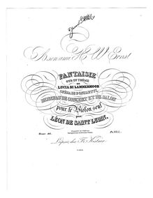 Partition complète, Fantaisie sur un thême de Lucia Lammermoor, Saint-Lubin, Léon de