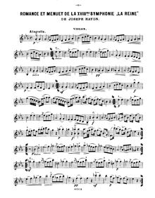 Partition de violon, Symphony No.85 en B♭ major, “La Reine”