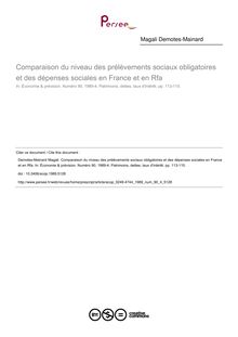 Comparaison du niveau des prélèvements sociaux obligatoires et des dépenses sociales en France et en Rfa - article ; n°4 ; vol.90, pg 113-115
