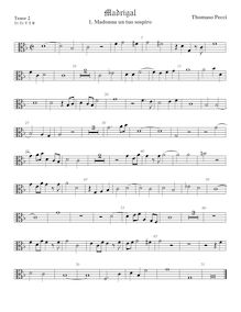 Partition ténor viole de gambe 2, alto clef, Madrigali a cinque voci par Tommaso Pecci