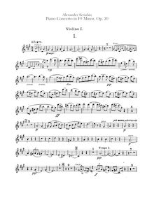Partition violons I, II, Piano Concerto, F-sharp minor, Scriabin, Aleksandr