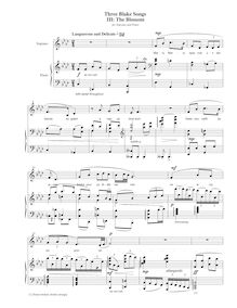 Partition III: pour Blossom, Three Blake chansons pour Soprano et Piano