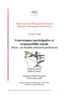 Gouvernance participative et RSE - par François Enaud