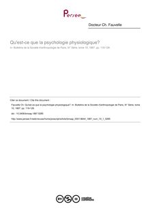 Qu est-ce que la psychologie physiologique? - article ; n°1 ; vol.10, pg 119-128