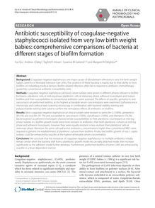 Antibiotic susceptibility of coagulase-negative staphylococci isolated from very low birth weight babies: comprehensive comparisons of bacteria at different stages of biofilm formation
