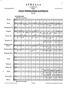 Partition Ouverture, Musik zu Athalia von Racine für Chor und Orchester, Op.74
