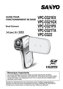 Notice Camescope numérique Sanyo  VPC-CG21TA