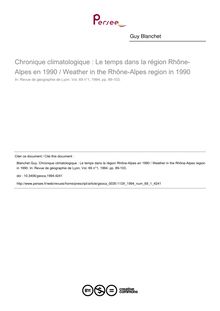 Chronique climatologique : Le temps dans la région Rhône-Alpes en 1990 / Weather in the Rhône-Alpes region in 1990 - article ; n°1 ; vol.69, pg 89-103