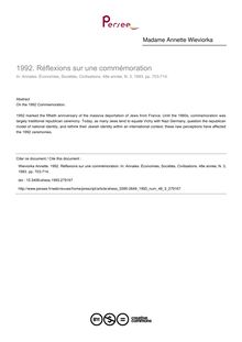 1992. Réflexions sur une commémoration - article ; n°3 ; vol.48, pg 703-714