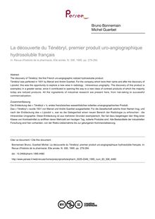 La découverte du Ténébryl, premier produit uro-angiographique hydrosoluble français - article ; n°306 ; vol.83, pg 279-284