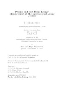 Precise and fast beam energy measurement at the interantional linear collider [Elektronische Ressource] / von Michele Viti