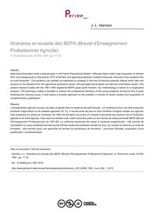 Itinéraires et réussite des BEPA (Brevet d Enseignement Professionnel Agricole) - article ; n°1 ; vol.204, pg 17-22