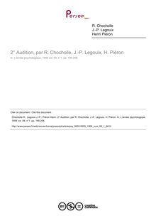 Audition, par R. Chocholle, J.-P. Legouix, H. Piéron - compte-rendu ; n°1 ; vol.59, pg 195-206