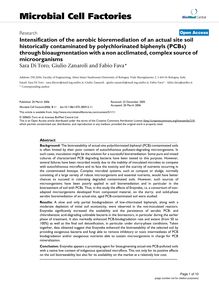 Intensification of the aerobic bioremediation of an actual site soil historically contaminated by polychlorinated biphenyls (PCBs) through bioaugmentation with a non acclimated, complex source of microorganisms