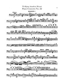 Partition basson 1, 2, Piano Concerto No.22, E♭ major, Mozart, Wolfgang Amadeus