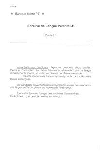Langues vivantes B 2001 Classe Prepa PT Banque Filière PT