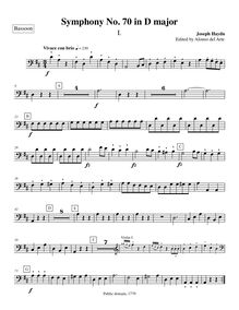 Partition basson, Symphony Hob.I:70, D major, Symphony VII, Haydn, Joseph
