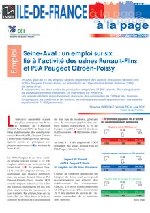 Seine-Aval : un emploi sur six lié à l activité des usines Renault-Flins et PSA Peugeot Citroën-Poissy