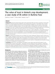 The value of trust in biotech crop development: a case study of Bt cotton in Burkina Faso