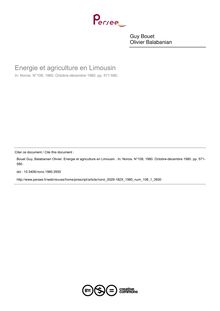 Energie et agriculture en Limousin  - article ; n°1 ; vol.108, pg 571-580
