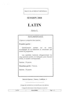 Sujet du bac L 2008: Latin