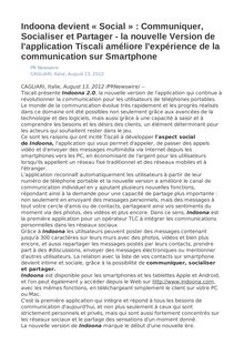 Indoona devient « Social » : Communiquer, Socialiser et Partager - la nouvelle Version de l application Tiscali améliore l expérience de la communication sur Smartphone