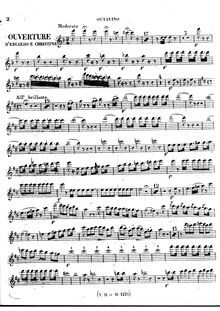 Partition Piccolo, flûte 1, 2, Eduardo e Cristina, Dramma in due atti par Gioacchino Rossini