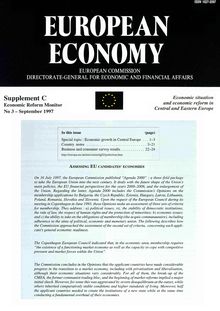 EUROPEAN ECONOMY. Supplement C Economic Reform Monitor No 3 - September 1997