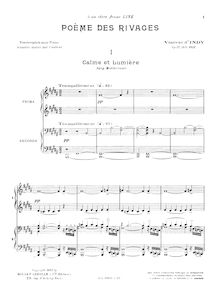 Partition Reduction pour piano 4 mains, Poème des rivages, Op.77