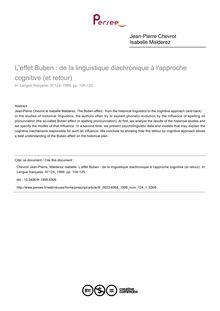 L effet Buben : de la linguistique diachronique à l approche cognitive (et retour) - article ; n°1 ; vol.124, pg 104-125