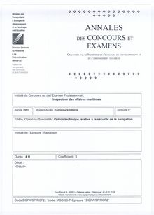Rédaction 2007 Concours Interne Inspecteur des Affaires Maritimes