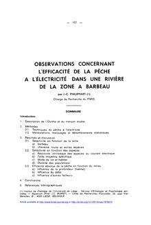 OBSERVATIONS CONCERNANT L EFFICACITÉ DE LA PÊCHE A L ÉLECTRICITÉ ...