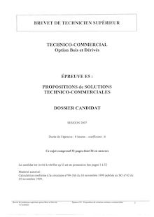 Proposition de solutions technico - commerciales 2007 Bois et dérivés BTS Technico-commercial