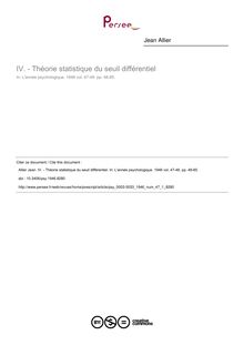 - Théorie statistique du seuil différentiel - article ; n°1 ; vol.47, pg 48-85