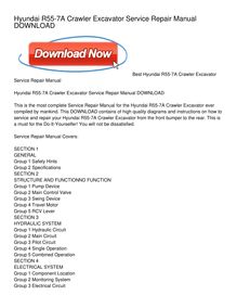 Hyundai R55-7A Crawler Excavator Service Repair Manual DOWNLOAD