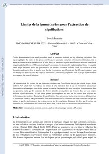 [hal-00385750, v1] Limites  de la lemmatisation pour l extraction ...