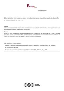 Rentabilité comparée des productions de taurillons et de bœufs - article ; n°1 ; vol.162, pg 29-29