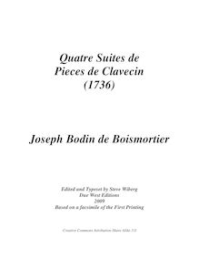 Partition complète, Quatre  de pièces de Clavecin, Boismortier, Joseph Bodin de