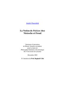 La notion de pulsion chez Nietzsche et Freud - André Ourednik