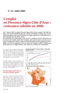 Lemploi en Provence-Alpes-Côte dAzur : croissance ralentie en 2006