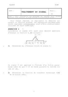 Traitement du signal pour le mécanicien 2007 Ingénierie et Management de Process Université de Technologie de Belfort Montbéliard
