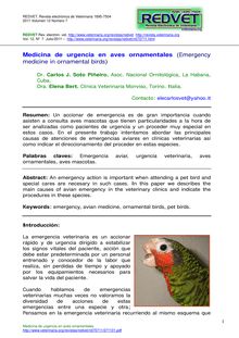 Medicina de urgencia en aves ornamentales(Emergency medicine in ornamental birds)