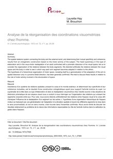 Analyse de la réorganisation des coordinations visuomotrices chez l homme.  - article ; n°1 ; vol.72, pg 25-38