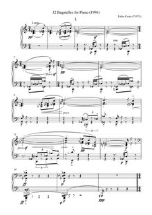 Partition Complete partition de piano, 12 Bagatelles pour Piano