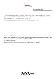 La méta-effectivité du droit uniforme : un exemple basé sur le développement régional au Québec - article ; n°2 ; vol.55, pg 279-308