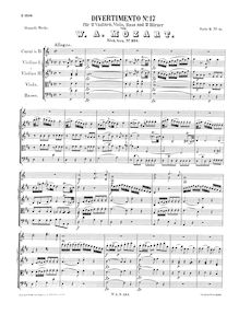 Partition complète, Divertimento, Divertimento No.17, D major, Mozart, Wolfgang Amadeus par Wolfgang Amadeus Mozart