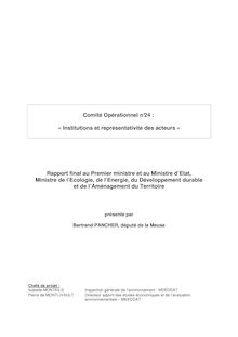 Grenelle de l environnement - Comité Opérationnel n°24 : « Institutions et représentativité des acteurs »